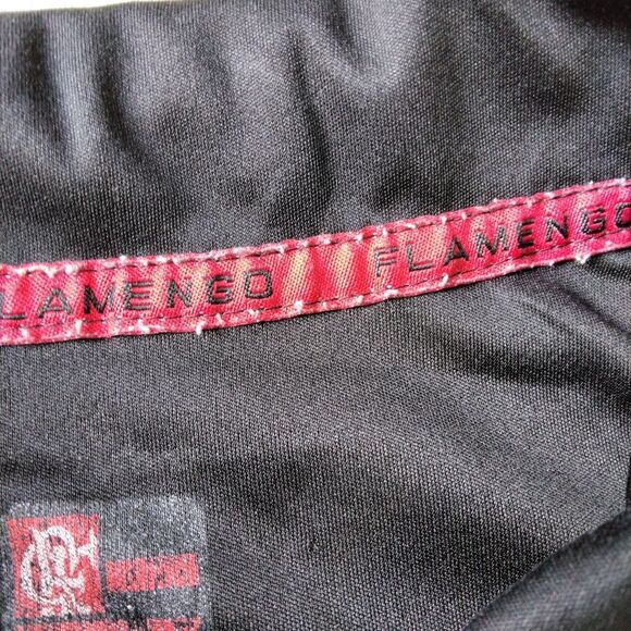 flamengo retro jersey Zip Neck Black Red Large - Picture 6 of 12